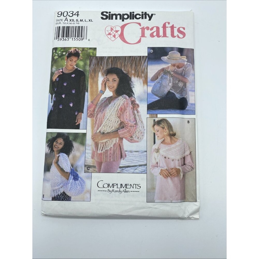 Simplicity Crafts 9034 Misses Crafty Crochet Tops One Size Bag Sewing Pattern